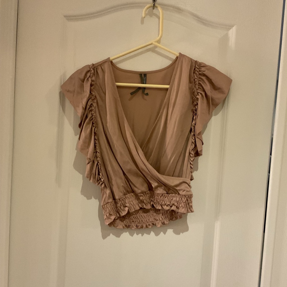 Pink short sleeve blouse Anthropologie